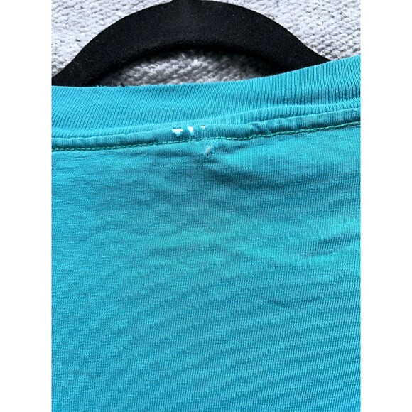 Vintage 80s 90s Teal green super soft Pocket t shirt Hanes Beefy Large - Picture 7 of 10